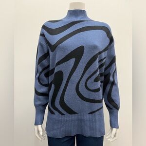 Blue and Black Patterned Women's Sweater